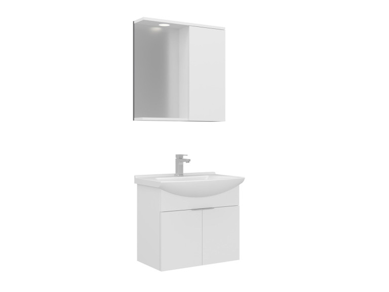 Conjunto de móvel com lavatório e espelho (2 peças) «Purus 65» - 65 x 50 x 58 cm - Branco