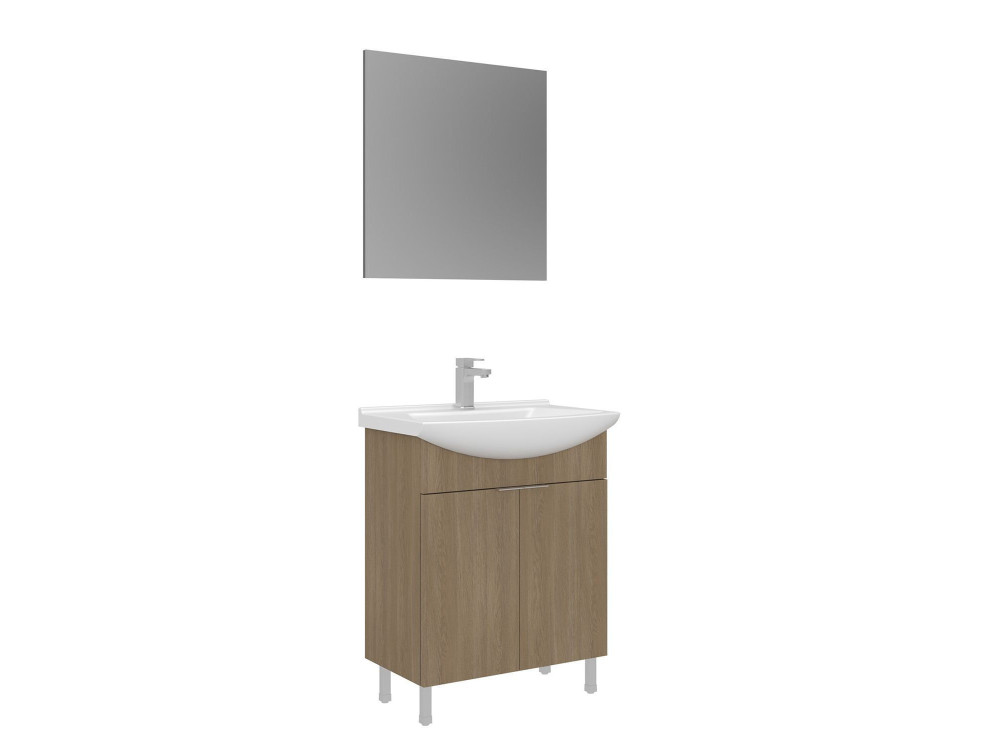 Conjunto de móvel de lavatório com espelho (2 peças) «Purus 65» - 65 x 50 x 83 cm - Carvalho