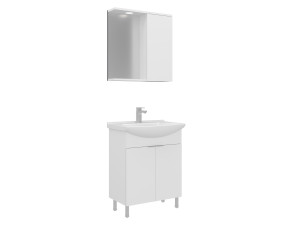 Conjunto de móvel com lavatório e espelho (2 peças) «Purus 65» - 65 x 50 x 83 cm - Branco