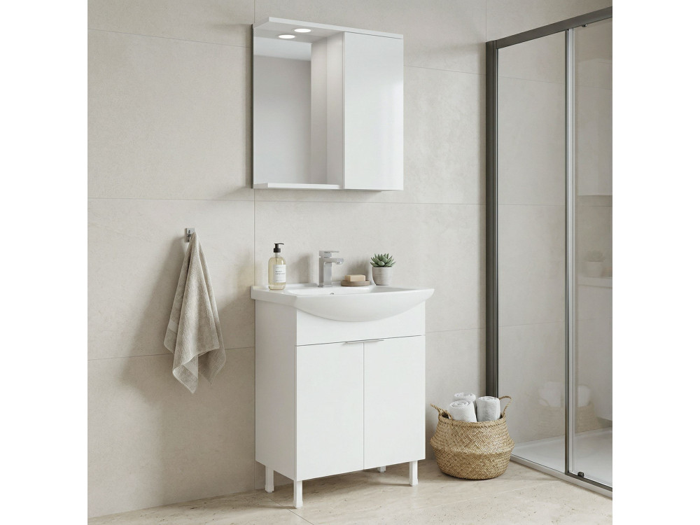 Conjunto de móvel com lavatório e espelho (2 peças) «Purus 65» - 65 x 50 x 83 cm - Branco