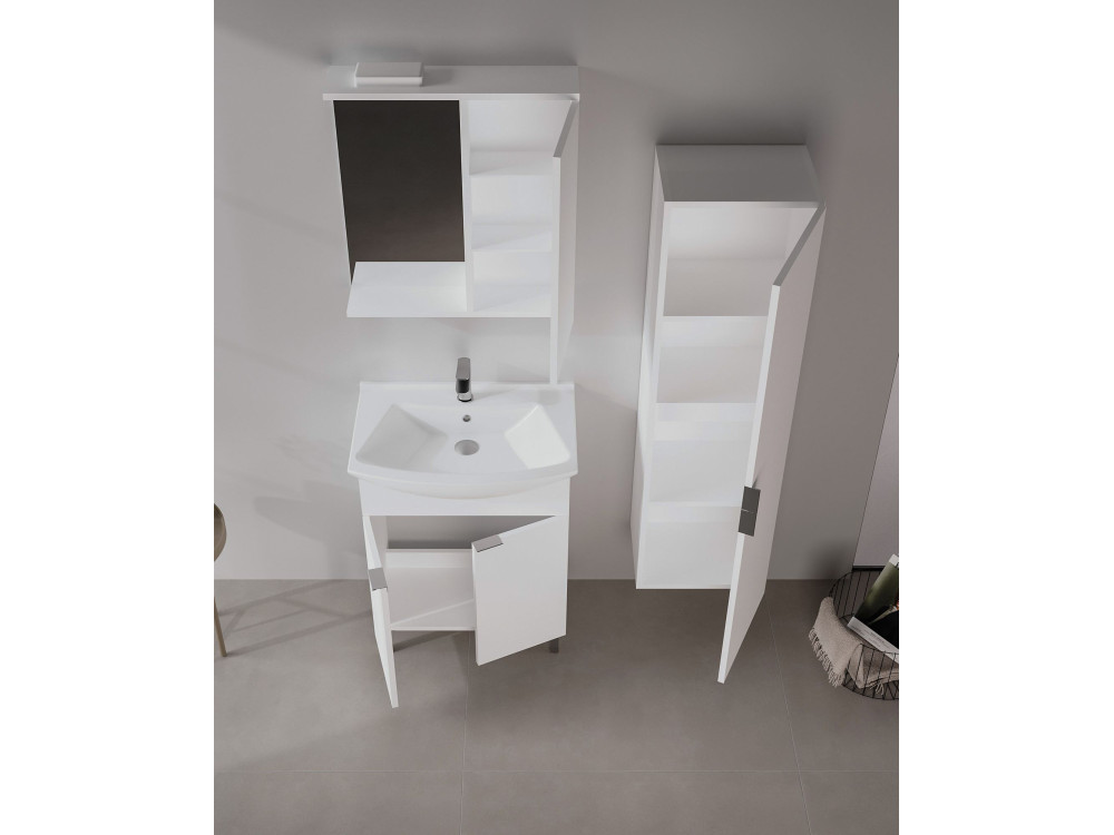 Conjunto de móvel com lavatório e espelho (2 peças) «Purus 65» - 65 x 50 x 83 cm - Branco