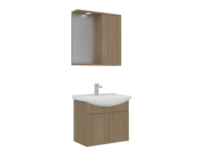 Conjunto de móvel de lavatório com espelho (2 peças) «Purus 65» - 65 x 50 x 58 cm - Carvalho