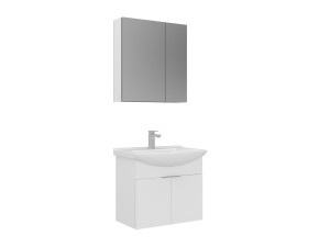 Conjunto de móvel com lavatório e espelho (2 peças) «Purus 65» - 65 x 50 x 58 cm - Branco