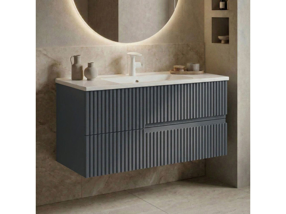 Móvel para lavatório «Moonlight 90 v2» - 91 x 51 x 51 cm - Antracite mate