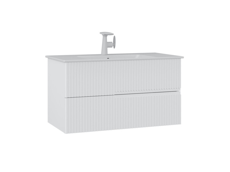 Móvel para lavatório «Moonlight 90 v2» - 91 x 51 x 51 cm - Branco mate