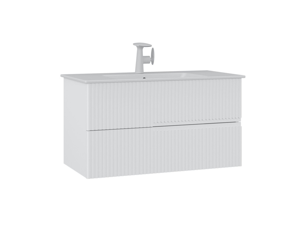 Móvel para lavatório «Moonlight 90 v2» - 91 x 51 x 51 cm - Branco mate