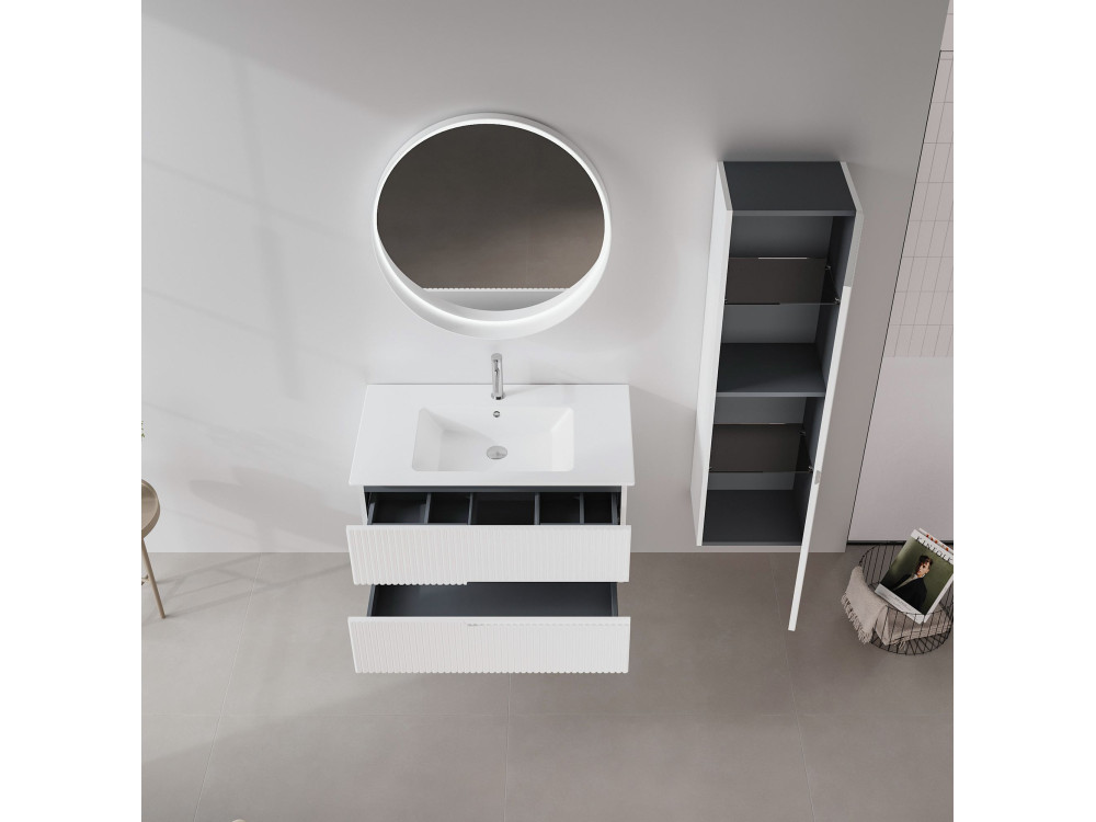 Móvel para lavatório «Moonlight 90 v2» - 91 x 51 x 51 cm - Branco mate