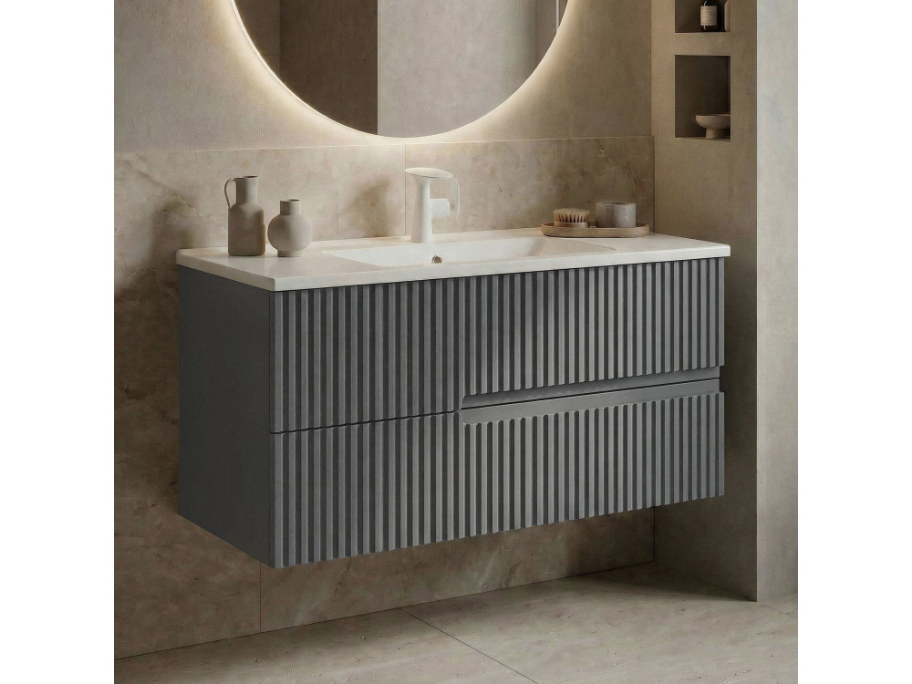 Móvel para lavatório «Moonlight 90 v2» - 91 x 51 x 51 cm - Cinza mate