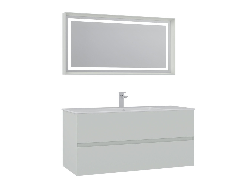 Conjunto de móvel de lavatório com espelho (2 peças) «Nest 121 v2» - 121 x 51 x 55 cm - Cashmere mate