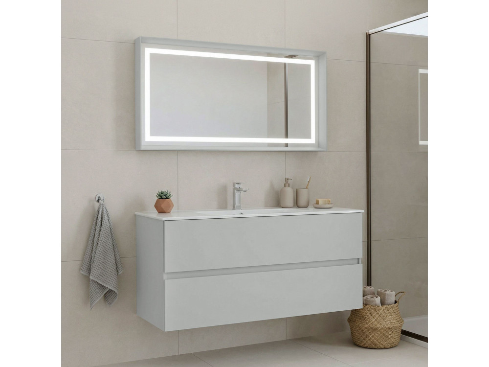 Conjunto de móvel de lavatório com espelho (2 peças) «Nest 121 v2» - 121 x 51 x 55 cm - Cashmere mate
