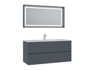 Conjunto de móvel de lavatório com espelho (2 peças) «Nest 121 v2» - 121 x 51 x 55 cm - Antracite mate