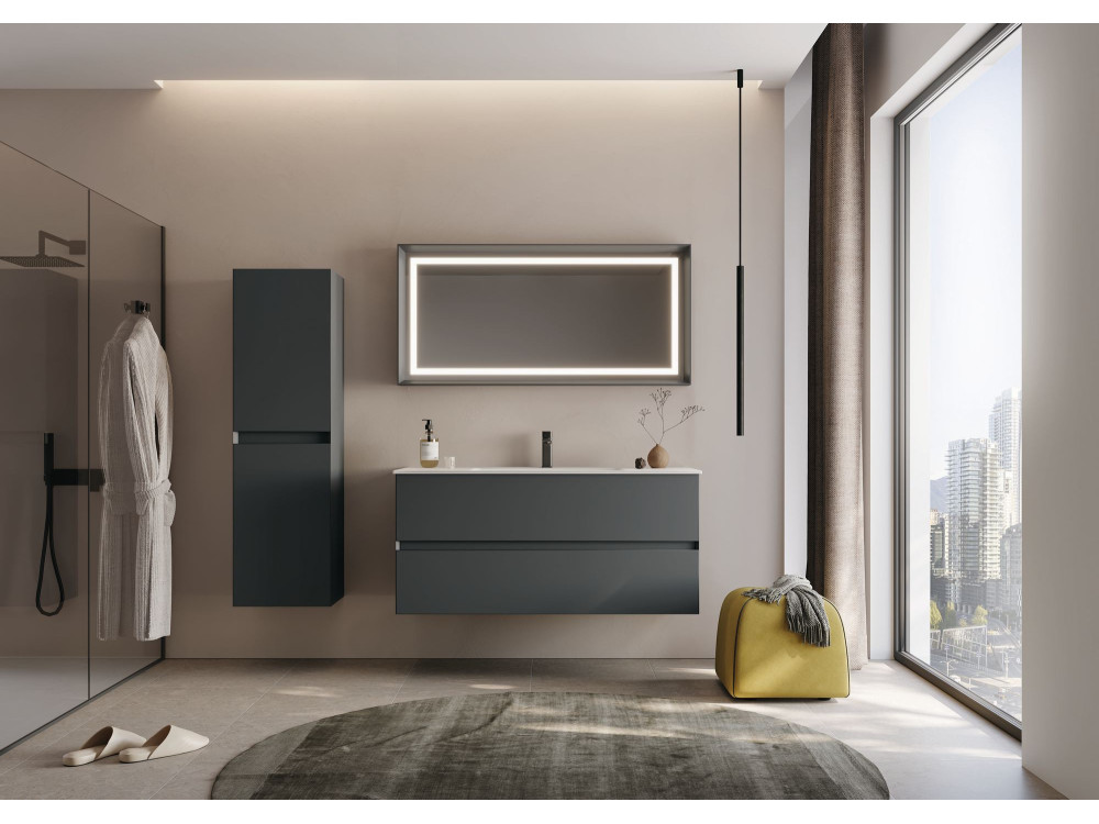 Conjunto de móvel de lavatório com espelho (2 peças) «Nest 121 v2» - 121 x 51 x 55 cm - Antracite mate