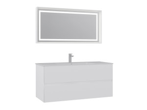 Conjunto de móvel com lavatório e espelho (2 peças) «Nest 121 v2» - 121 x 51 x 55 cm - Branco mate