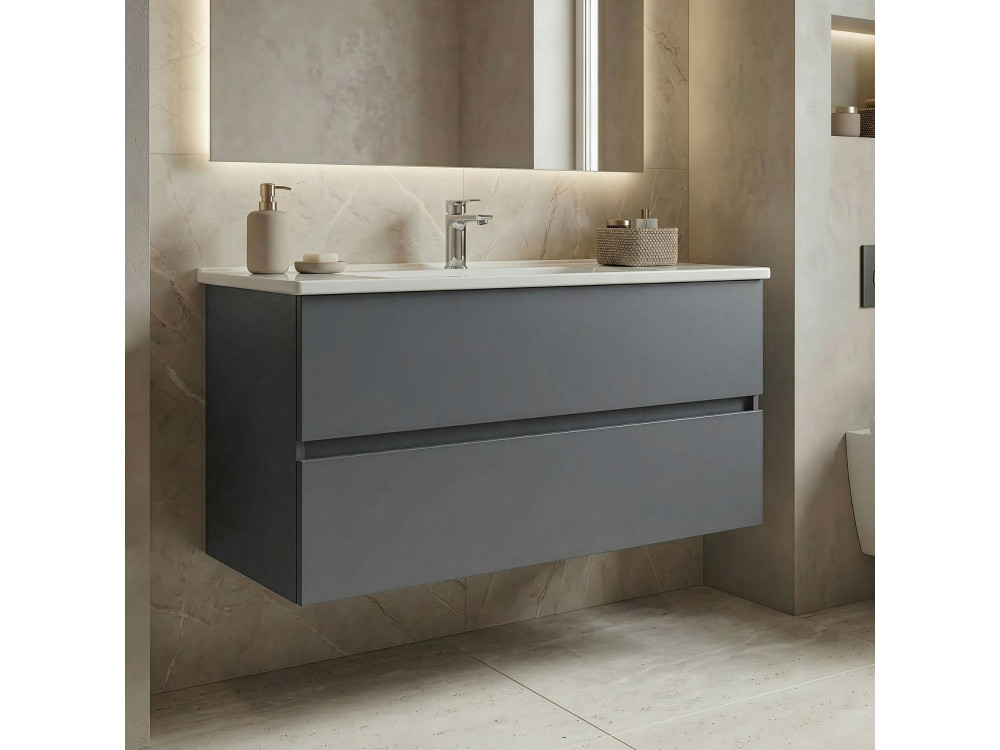 Móvel para lavatório «Nest 121 v2» - 121 x 51 x 55 cm - Cinza mate