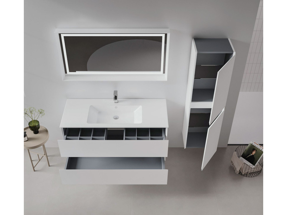 Móvel para lavatório «Nest 121 v2» - 121 x 51 x 55 cm - Branco mate