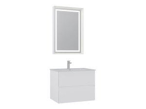 Conjunto de móvel de lavatório com espelho (2 peças) «Nest 71 v2» - 71 x 51 x 55 cm - Branco mate