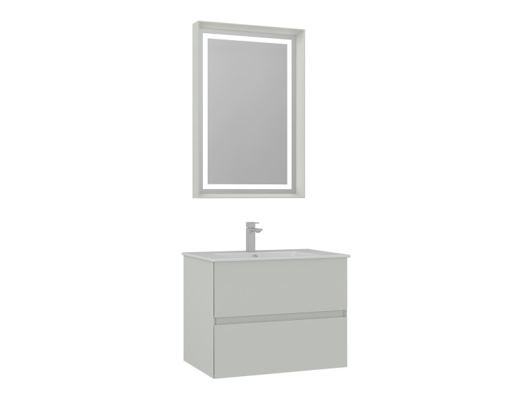 Conjunto de móvel de lavatório com espelho (2 peças) «Nest 71 v2» - 71 x 51 x 55 cm - Cashmere mate