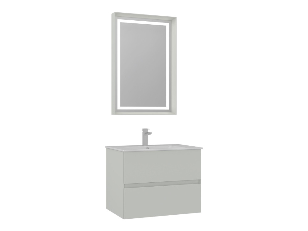 Conjunto de móvel de lavatório com espelho (2 peças) «Nest 71 v2» - 71 x 51 x 55 cm - Cashmere mate