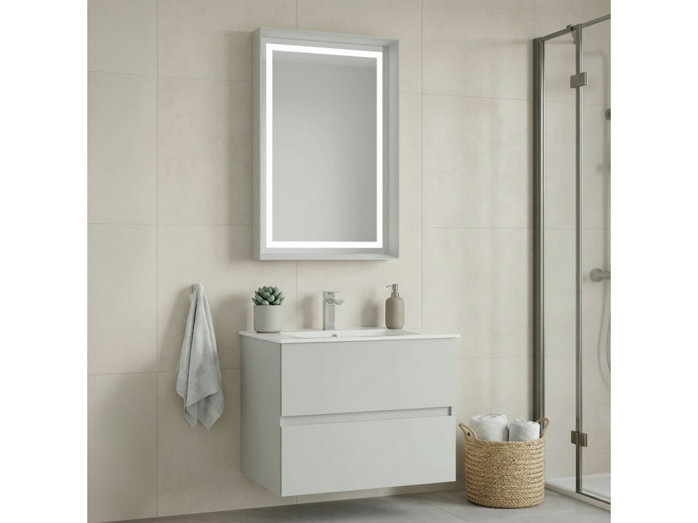 Conjunto de móvel de lavatório com espelho (2 peças) «Nest 71 v2» - 71 x 51 x 55 cm - Cashmere mate