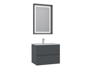 Conjunto de móvel de lavatório com espelho (2 peças) «Nest 71 v2» - 71 x 51 x 55 cm - Antracite mate