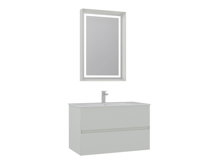 Conjunto de móvel com lavatório e espelho (2 peças) «Nest 91 v2» - 91 x 51 x 55 cm - Cashmere mate