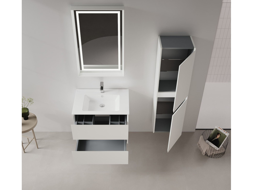 Conjunto de móvel com lavatório e espelho (2 peças) «Nest 91 v2» - 91 x 51 x 55 cm - Cashmere mate