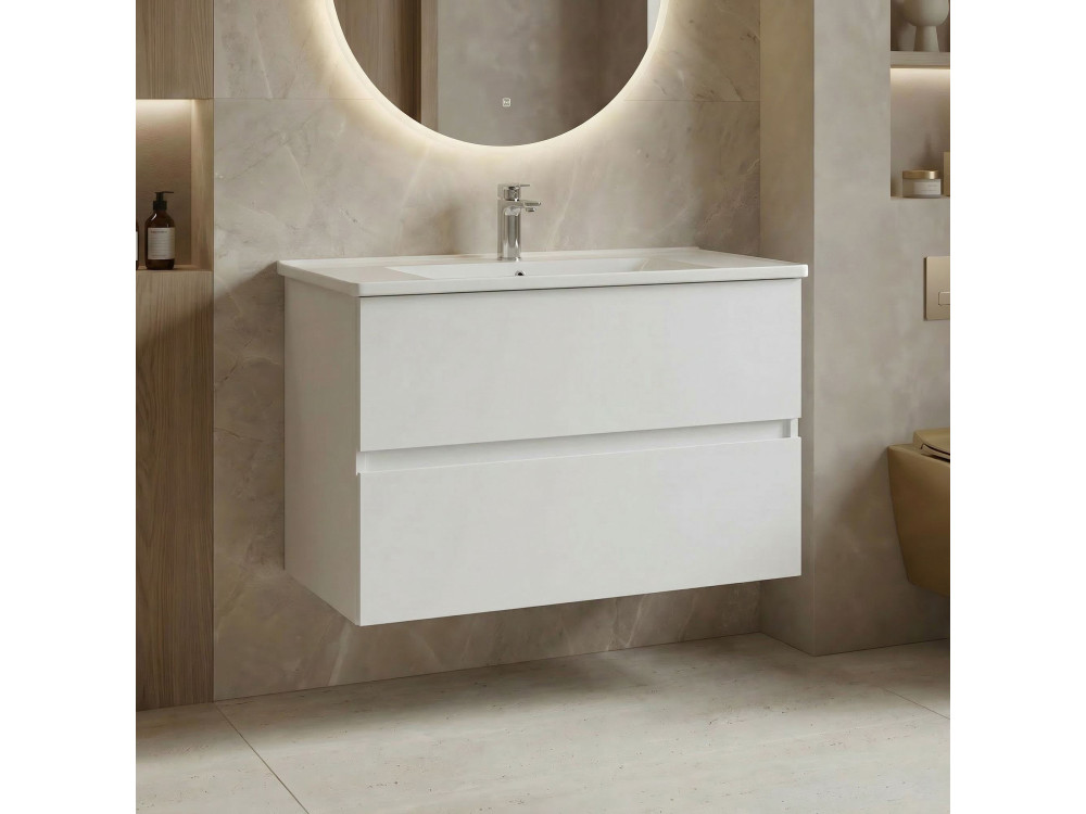Móvel para lavatório «Nest 91 v2» - 91 x 51 x 55 cm - Branco mate