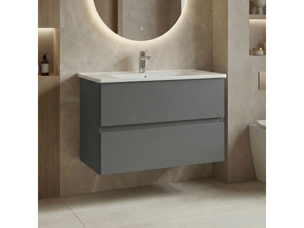 Móvel para lavatório «Nest 91 v2» - 91 x 51 x 55 cm - Cinza mate