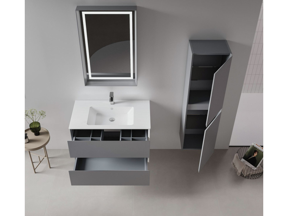 Móvel para lavatório «Nest 91 v2» - 91 x 51 x 55 cm - Cinza mate
