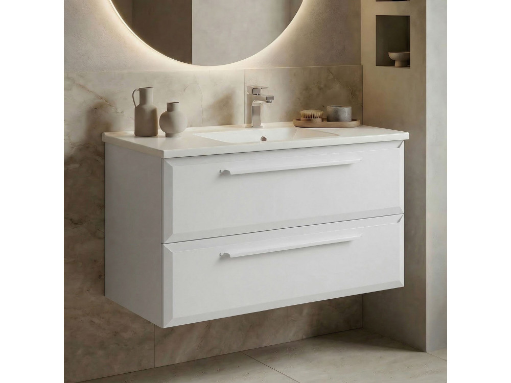 Móvel de lavatório «Nuvola 100 v2» - 100 x 50 x 62 cm - Branco