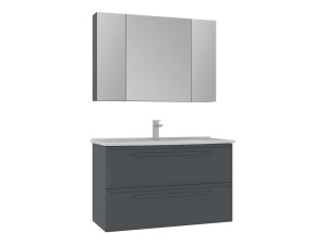 Conjunto de móvel de lavatório com espelho (2 peças) «Nuvola 100 v2» - 100 x 50 x 62 cm - Antracite