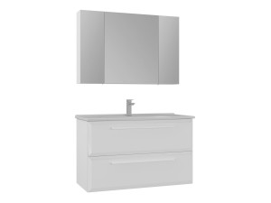 Conjunto de móvel de lavatório com espelho (2 peças) «Nuvola 100 v2» - 100 x 50 x 62 cm - Branco