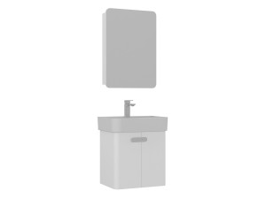 Conjunto de móvel com lavatório e espelho (2 peças) «Orbit 55» - 55 x 38 x 62 cm - Branco
