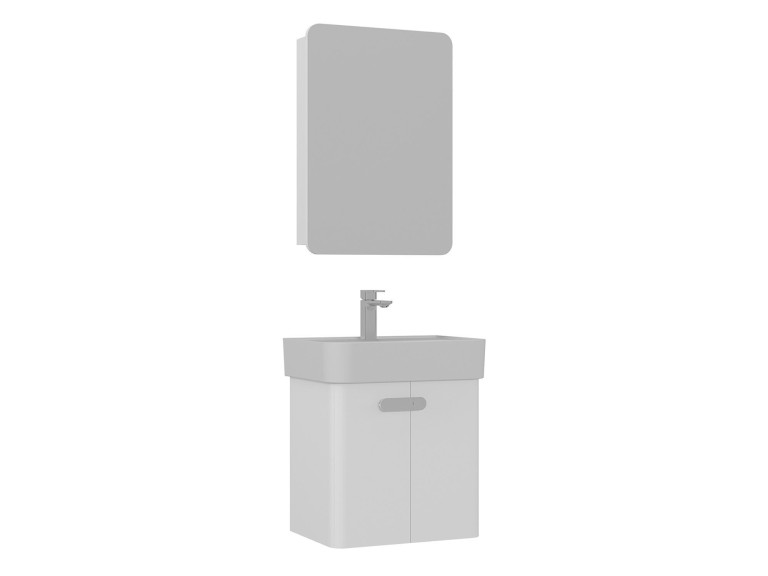 Conjunto de móvel com lavatório e espelho (2 peças) «Orbit 55» - 55 x 38 x 62 cm - Branco