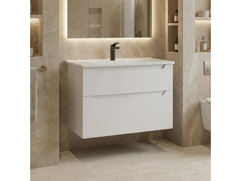 Móvel para lavatório «Messina 85 v2» - 85 x 45 x 55 cm - Branco mate