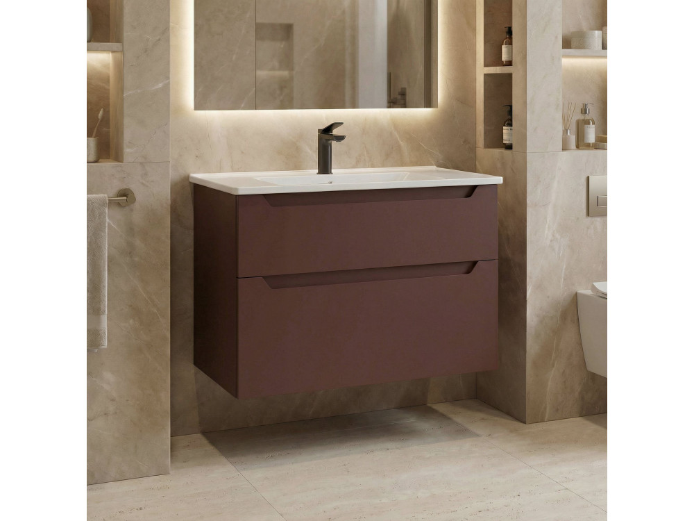 Móvel para lavatório «Messina 85 v2» - 85 x 45 x 55 cm - Vermelho mate