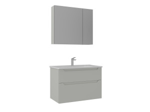 Conjunto de móvel de lavatório com espelho (2 peças) «Messina 85 v2» - 85 x 45 x 55 cm - Cashmere mate