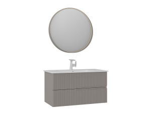 Conjunto de móvel de lavatório com espelho (2 peças) «Moonlight 90 v2» - 91 x 51 x 51 cm - Matte Mink