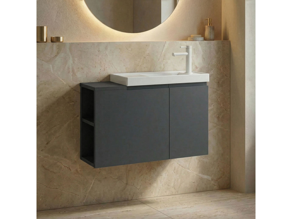 Móvel para lavatório «Ferla 80» - 80 x 22 x 45 cm - Antracite mate