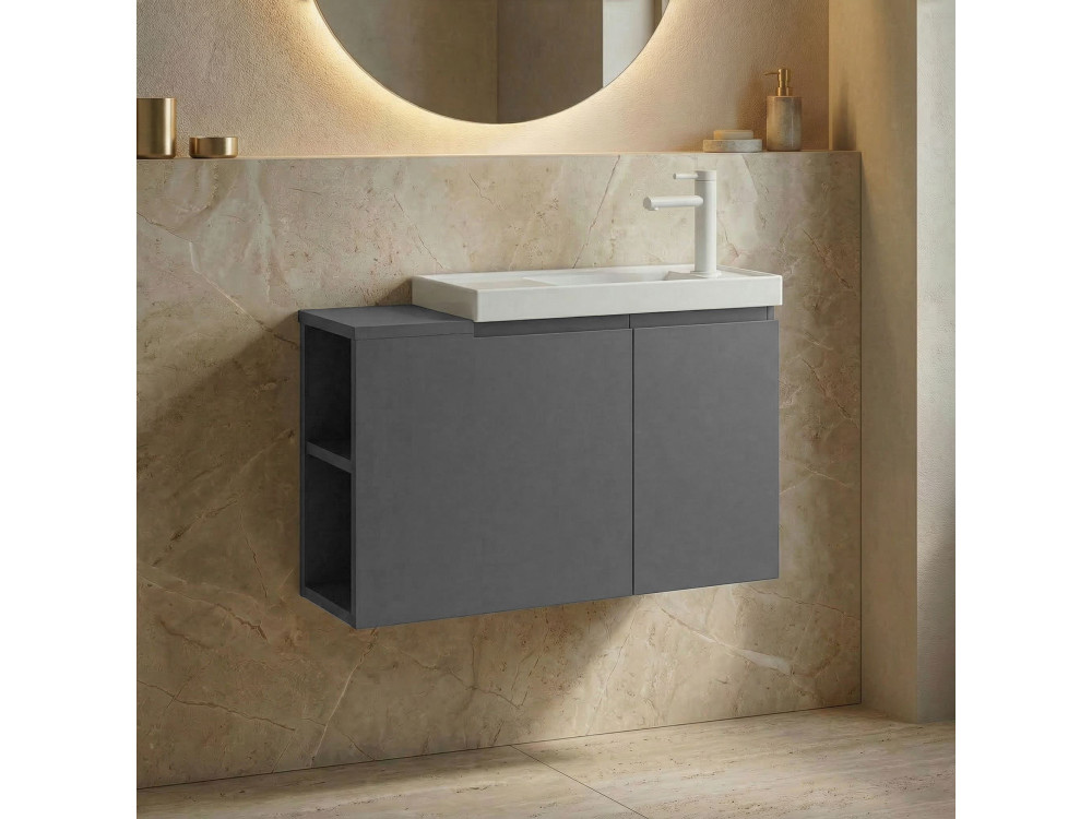 Móvel para lavatório «Ferla 80» - 80 x 22 x 45 cm - Cinza mate