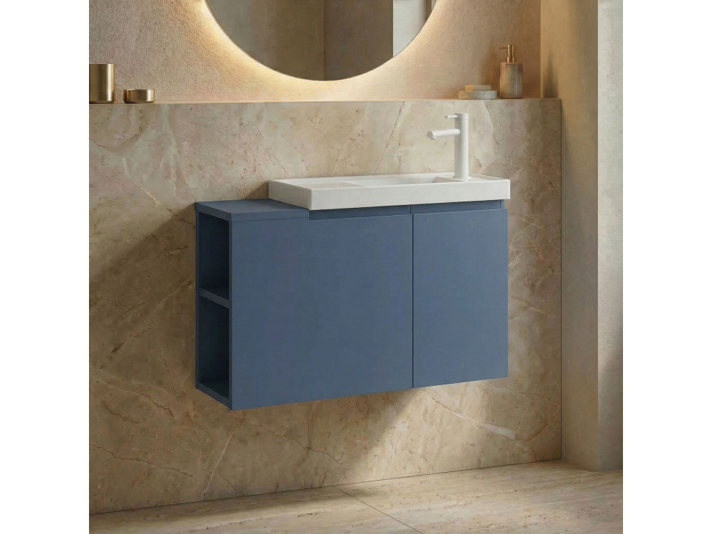 Móvel para lavatório «Ferla 80» - 80 x 22 x 45 cm - Azul Petróleo