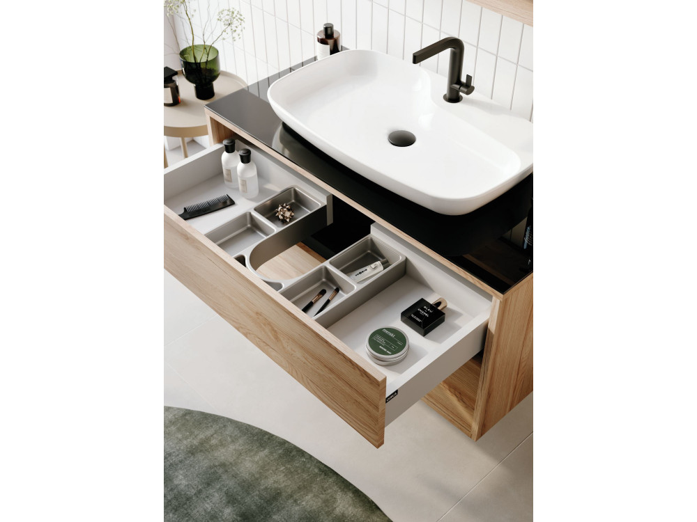 Conjunto de móvel de lavatório com espelho (2 peças) «Galia 100 v2» - 100 x 50 x 50 cm - Carvalho