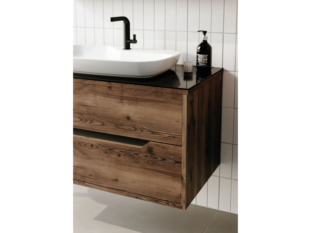 Conjunto de móvel de lavatório com espelho (2 peças) «Galia 100 v2» - 100 x 50 x 50 cm - Nogueira
