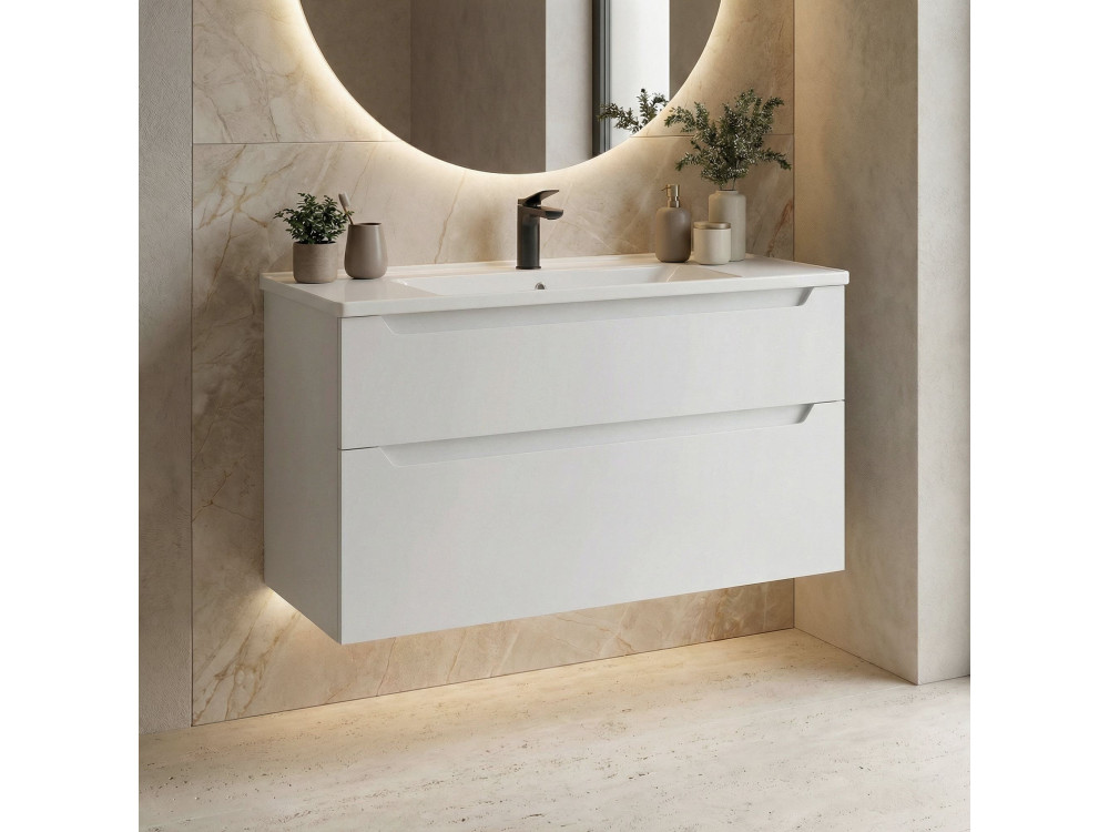 Móvel para lavatório «Messina 100 v2» - 100 x 45 x 55 cm - Branco mate