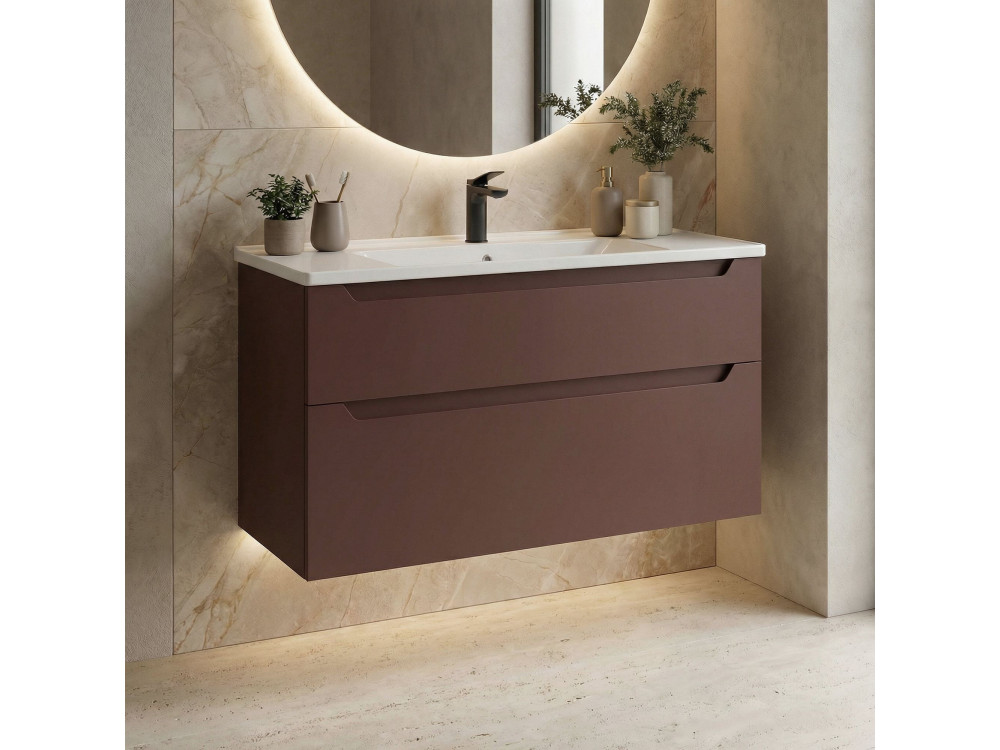 Móvel para lavatório «Messina 100 v2» - 100 x 45 x 55 cm - Vermelho mate