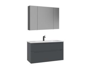 Conjunto de móvel de lavatório com espelho (2 peças) «Messina 100 v2» - 100 x 45 x 55 cm - Antracite mate