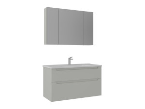Conjunto de móvel de lavatório com espelho (2 peças) «Messina 100 v2» - 100 x 45 x 55 cm - Cashmere mate