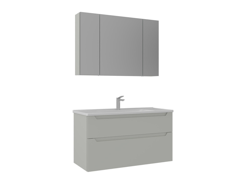 Conjunto de móvel de lavatório com espelho (2 peças) «Messina 100 v2» - 100 x 45 x 55 cm - Cashmere mate