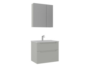 Conjunto de móvel de lavatório com espelho (2 peças) «Messina 65 v2» - 65 x 45 x 55 cm - Cashmere mate