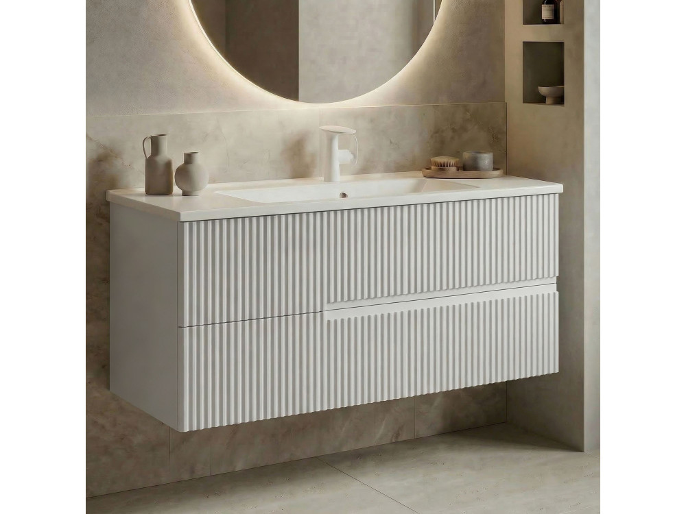 Móvel para lavatório «Moonlight 120» - 121 x 51 x 51 cm - Branco mate